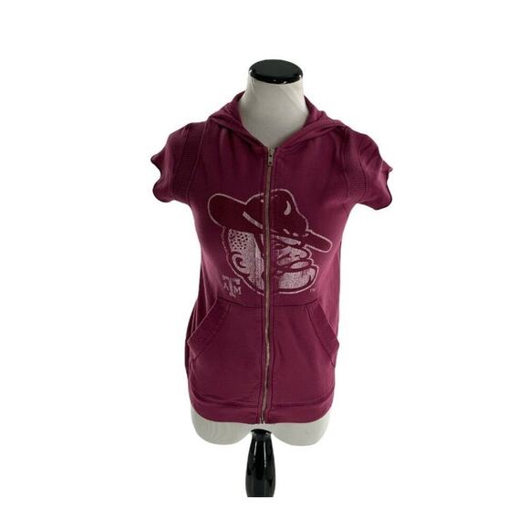 Authentic Retro Sports Hooded Top Womens Size Medium Short Sleeve Activewear - Picture 2 of 7